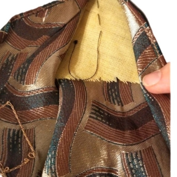 Palladium Corsair Tie Poly Brown Gold Teal 67x3.5 VTG ie No Tipping No Bar Tac - Picture 6 of 10